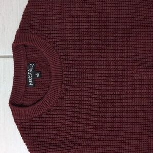 J. Crew Factory Men's Burgundy Wafle Knit Crewneck Sweater